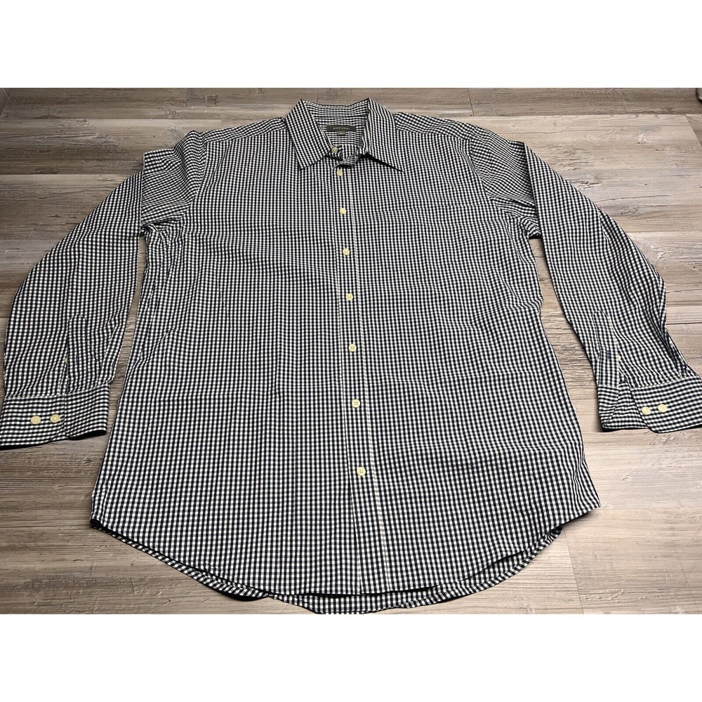Merona Mens Button Down Dress Shirt 100% Cotton Size XL Blue Check Gingham Plaid